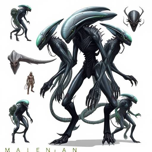 Character designs for various alien species inhabiting the Obsidian Galaxy